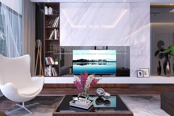  Đá ốp vách phòng khách tại Imperia Sky Garden hiện đại